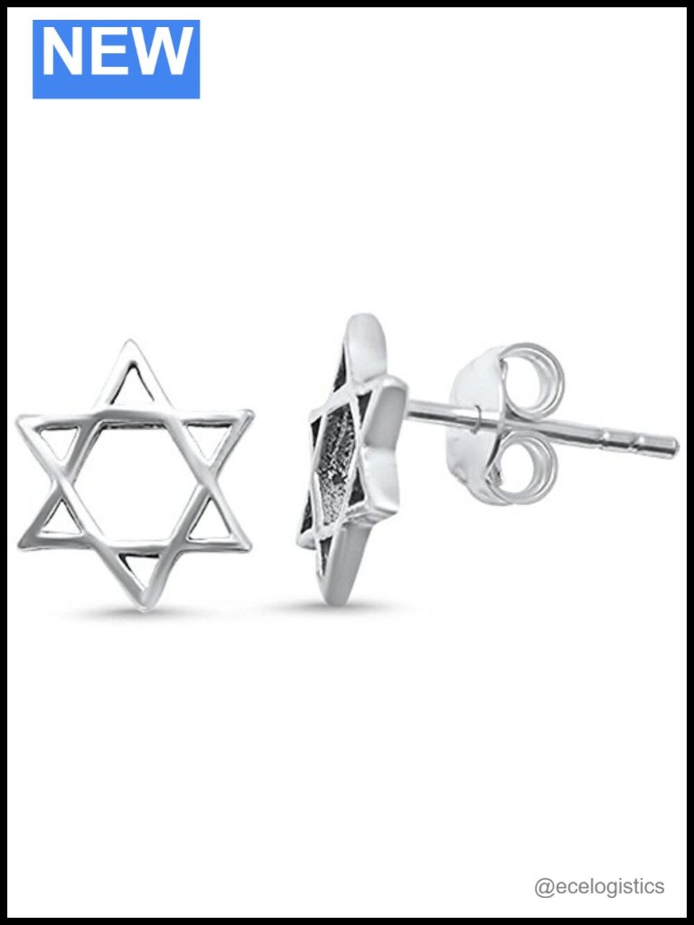 925 Sterling Silver Star of David Stud Earrings Nickel-Free Hypoallergenic